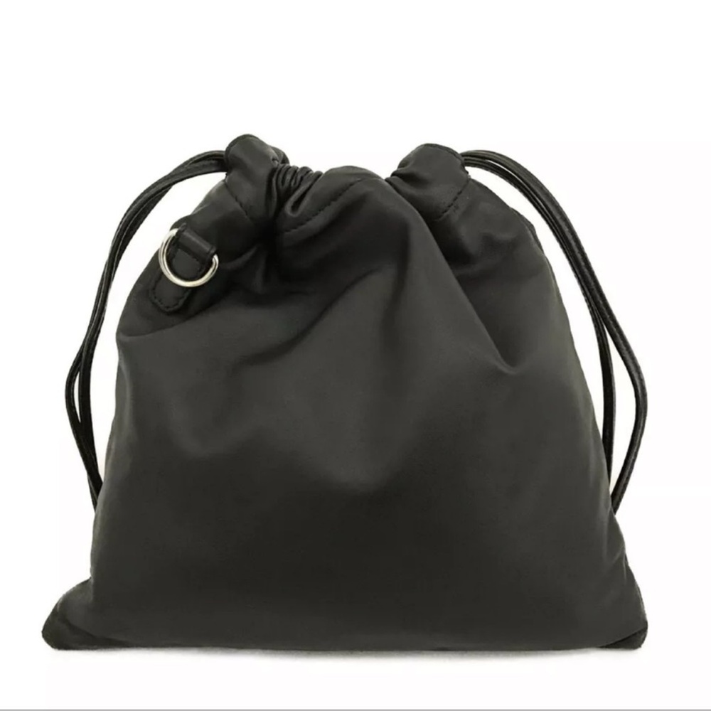FENDI Roma Black Nappa Leather Drawstring Mini Crossbody Bag - Picture 4 of 11